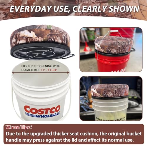 5 Gallon Bucket Seat with 3" Thick Seat Foam Cushion, 360°Swivel Bucket Lid Seat, Waterproof & Silent Bucket Seats for Dove Duck Hunting, Ice Fishing, Baseball, Camping - color: Maple Leaf