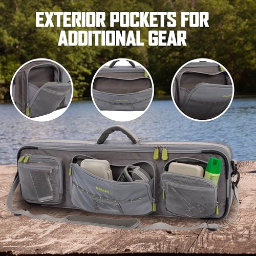 Allen Company Cottonwood Fly Fishing Rod & Gear Bag Case, Hold up to 4 Fishing Rods, Heavy-Duty Honeycomb Frame - Gray/Lime or Olive Green - color: Gray/Lime