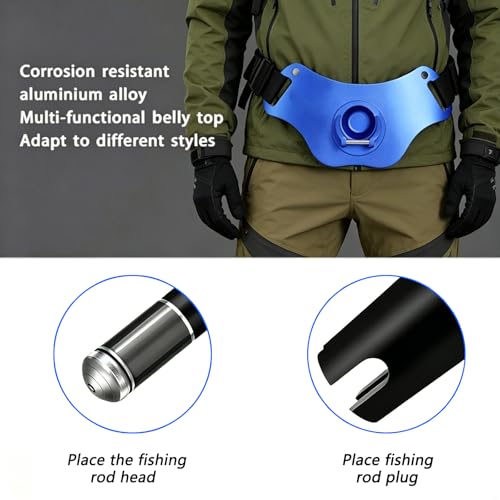 Fishing Belt Fight Belt Adjustable Aluminum Alloy Waist Fishing Belt Rod Holder with EVA Padded for Fighting Fish
