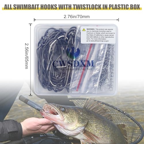 Twistlock Fishing Hooks, Swimbait Hooks Belly Offset Hooks Weighted Hook 1/0 3/0 4/0 for Soft Plastics Lures Fishing Saltwater Freshwater - color: 1/0 - 40PCS