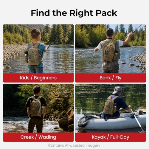 Piscifun Fishing Backpack with Rod Holder, Lightweight Sling Bag Storge Gear and Equipment - color: Khaki Camouflage, size: Standard, style: Latch