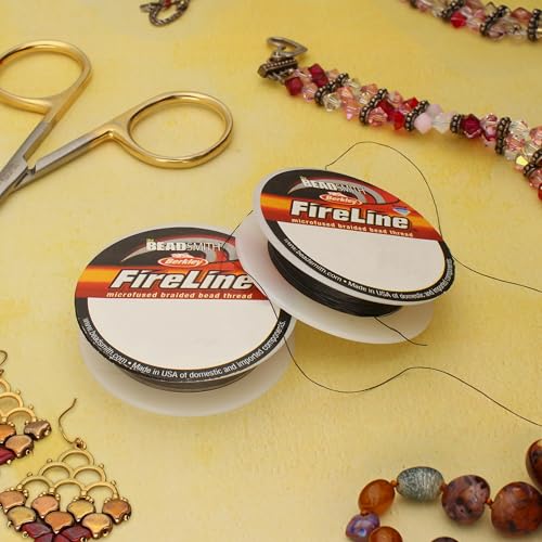 The Beadsmith Fireline by Berkley – Micro-Fused Braided Thread – 4lb. Test, .005”/.12mm Diameter, 15 Yard Spool, Smoke Grey – Super Strong Stringing Material for Jewelry Making and Bead Weaving - color: Smoke Grey, size: 4lb, .005”, 15 yard