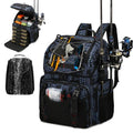RUCYEN Fishing Backpack, 45L Large Cooler Fishing Tackle bag with Rod Holders & Rain Cover, Water-resistant Store Fishing Gear - color: Black Camo