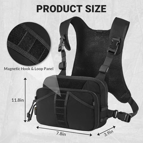 VOTAGOO GEAR Fishing Chest Pack, Fly Fishing Bag for Men and Women, Tackle and Fly Boxes Storage Pack, Hunting Binocular Pack - color: Black