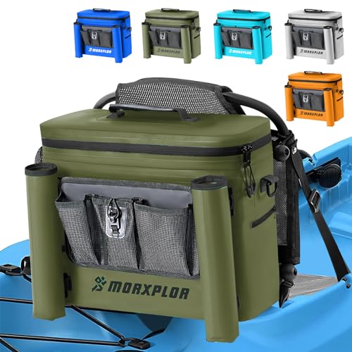 MORXPLOR Kayak Cooler,Waterproof Kayak Seat Back Cooler for Kayaking,Kayak Accessories Cooler Bag,Protable Ice Chest,Beach Cooler,Travel Cooler for Camping or Lunch Bag - color: Army Green