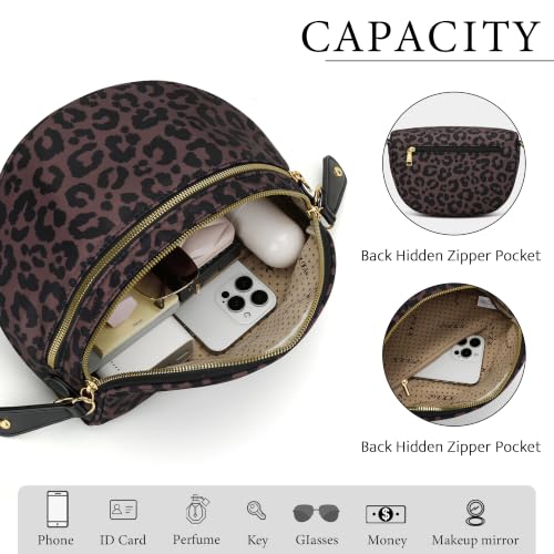 KKXIU Crossbody Sling Bag for Women Trendy Fanny Pack Vegan Leather Chest Bag | Trendy - color: Large-Leopard