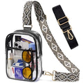 3 Pockets Clear Bag for Stadium Events with 2 Long Straps Sling Backpack Fanny Pack Concert Crossbody Purses for Women - color: 1# Black-b, style: Style 1