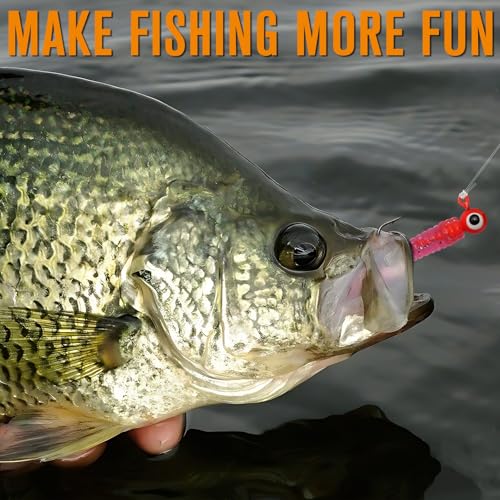 Dovesun Crappie Lures with Jig Heads Kit, Soft Plastic Grubs-Tube Baits 1/8oz 1/16oz 1/32oz Crappie Jigs Walleye Trout Bass Crappie Baits 95-120pcs - color: C-110PCS-Crappie Lures(small)