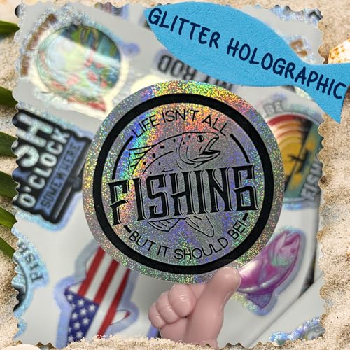 105Pcs Funny Fishing Stickers - Holographic Waterproof Vinyl Decals for Scrapbooks, Laptops, Water Bottles, Tackle Boxes - Ideal Gift for Fishermen, Dad, Fishing Lovers - style: Funny Fishing Stickers