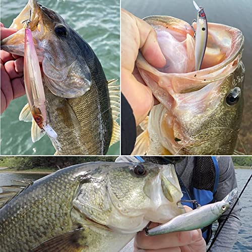 XFISHMAN Jerkbait Kit - Minnow Lure - Suspending - Bass, Smallmouth Bass, Walleye, Largemouth Bass - 1 Piece - color: Wakasagi, size: 85mm（3-1/3"in）