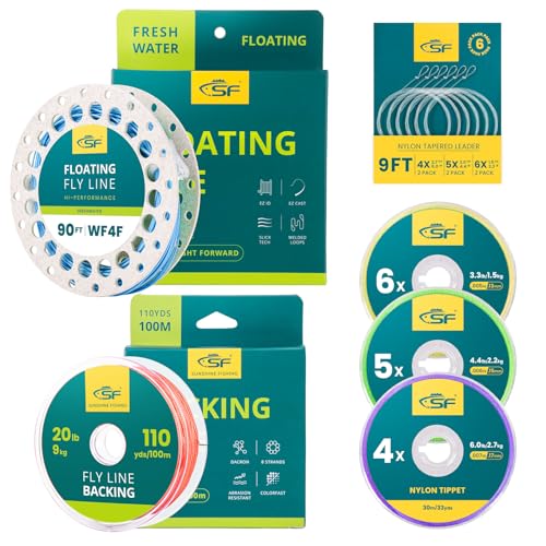 SF Fly Fishing Line with Two Welded Loops Weight Forward Floating Fly Lines Trout 90FT WF2 3 4 5 6 7 8 9F Multi-Color Freshwater - color: Sky Blue, size: WF4F 90FT Kit