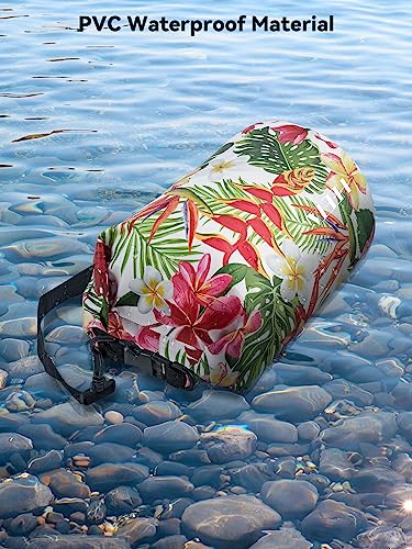HEETA Waterproof Dry Bag for Women Men, 5L/10L/20L/30L/40L Roll Top Lightweight Dry Storage Bag Backpack with Emergency Whistle for Travel, Kayaking, Boating, Camping, Beach, Cruise Ship Essentials - color: Flower, size: 5L