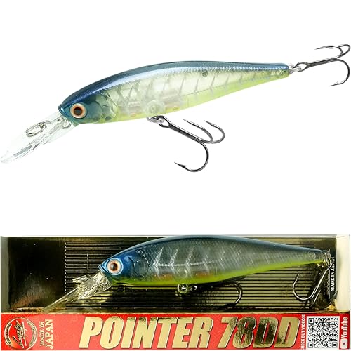 LUCKY CRAFT Pointer 78DD Freshwater Fishing Lure and Gear for Bass & Trout, 3 inch Deep Diving Suspending Jerkbait Fishing Line, Pressure-Ready Fish Bait, Premium Gear for Tackle Box, - color: 371 Bone Pro-Blue