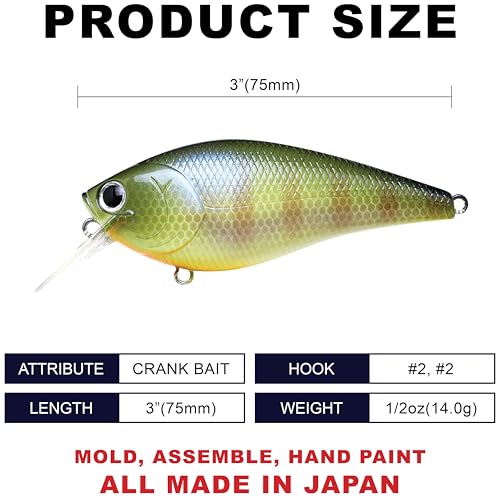 LUCKY CRAFT Fat CB BDS 3, Freshwater Bass Fishing Lure, Crank Bait, Smallmouth, Walleye, Floating, Fishing Gear, Fishing Accessories, Fishing Tackle - color: 269 BE Gill
