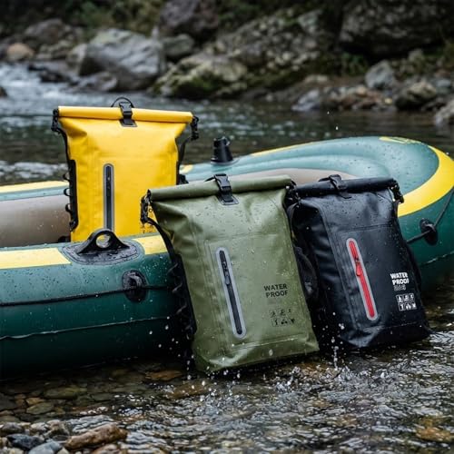 Dry Bag Waterproof 25L-Floating & Lightweight Bags for Women Waterproof Backpack for Kayaking, Boating, Fishing, Paddle Boarding, Camping, Hiking, Roll-Top Seal & Adjustable Shoulder Straps - color: Black