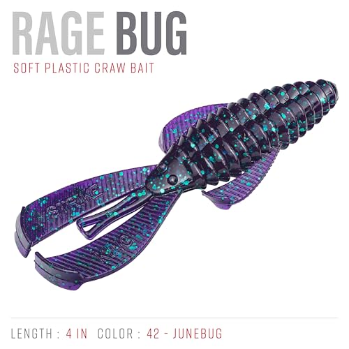 Strike King (RGBUG-42) Rage Bug 4 Fishing Lure, 42 - Junebug, 4", Flanges for Consistent, Subtle Action