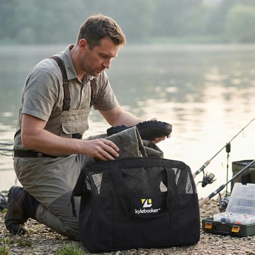Kylebooker Large Capacity Fly Fishing Wader Storage Bag | Mesh Vents, Easy Transportation and Carrying Wet Hunting Boot & Wader Bags,Wading Travel Outdoor Use