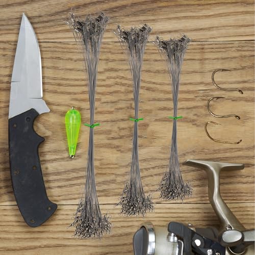 Stainless Steel Fishing Wire Leaders, Black Coated & Uncoated Options, Heavy Strength 31–100LB, 6–21in Multi Sizes with Rolling Swivels Snaps for Salt Fresh Water Shark Pike Barracuda - color: 11.81in - 50pcs(31LB)