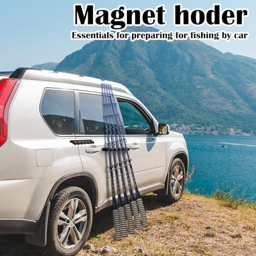 Seenelling 2 Pcs Magnetic Fishing Rod Holder for Car Fishing Pole Rack Vertical Rod Storage Holders for Truck Bed Boat Wall Garage Door - color: Gray, size: 6 Rods