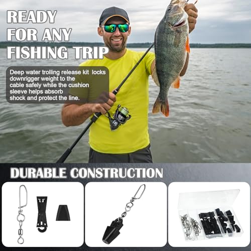 Downrigger Terminal Kit Fishing Boating Accessories Deep Water Trolling Release Kit Marine Downrigger Set with Storage Box Boat Fishing Terminal Tool for Saltwater and Freshwater