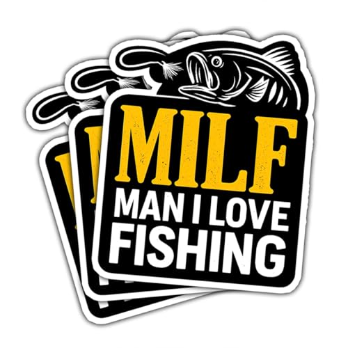 3Pcs Man I Love Fishing Sticker, Fishing Club Sticker, Milf Stickers, Fisherman Stickers Waterproof for Boat, Tackle Box, Cooler, Water Bottle, Helmet Gifts for Fisherman, Anglers - color: Fishing 2, size: 3in