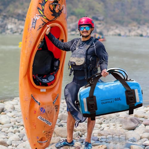 ESONE Dry Bags Waterproof Backpack for Men/Women Dry Bags for Kayaking Waterproof Backpack for Travel Dry Bag Backpack Waterproof Duffel Bag Applicable Boating Camping Paddle Board Surfing（60L） - color: Blue, size: 60L