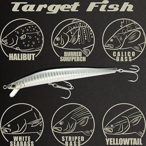 Lucky Craft FlashMinnow 125 YAWARA Saltwater Fishing Lure, Jerkbait for Halibut and Sea Bass, Long Casting Fishing Gear, Slow Sinking 5in 0.7oz, Tackle Box and Fish Accessories - color: 7775 Super Glow Zebra Metallic Anchovy, size: 125FW, style: No Scales