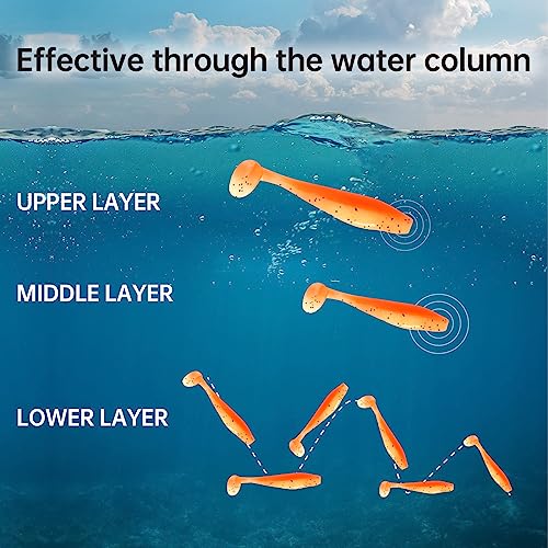 MAFIMOEA 50 Pcs Soft Fishing Lures Plastic Paddle Tail Swim Baits Kit for Bass Trout Walleye Crappie 5 Mixed Colors Fishing Soft Plastic Lure Kit 5.5CM - color: Black