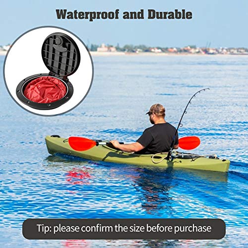 2 PCS 6'' Black Deck Plate Kit Deck Hatch with Storage Bag for Fishing Kayak Boating