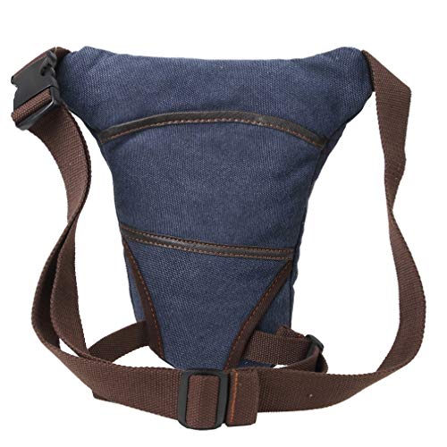 Canvas Drop Leg Bag Outdoor Waist Pack for Men Women Tactical Military Motorcycle Bike Cycling Multi-Pocket Waist Fanny Pouch Travel Hiking Climbing Thigh Bag Pocket - color: #25Deep Blue, size: 8.2"x1.5"x11.4"