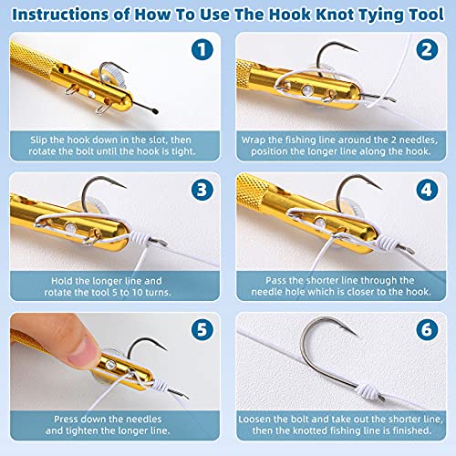 Sumind 6 Pcs Fishing Knot Tying Tool Set Tying Tools and U-Shaped Scissors Practical Manual Fishing Line Hook Tie Knotting Tyers Portable Tie Supplies