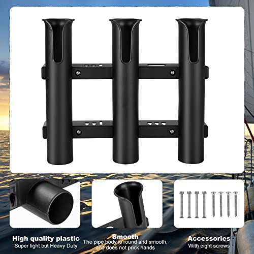 Shappy 3 Pcs Fishing Rod Holder Bracket Tube 3 Rod Rack Wall Mounted 10.63 Inch Fishing Pole Holders for Boats with Screws Nuts Side Mount for Boat Truck Kayak Garage (Black) - color: Black