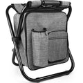 Kikerike Backpack Stool Cooler Chair Heavy Duty 300 LBS Max Load Portable Lightweight Stool Backpack Folding Fishing Cooler Seat for Camping Hunting Fishing - Gray - color: Grey
