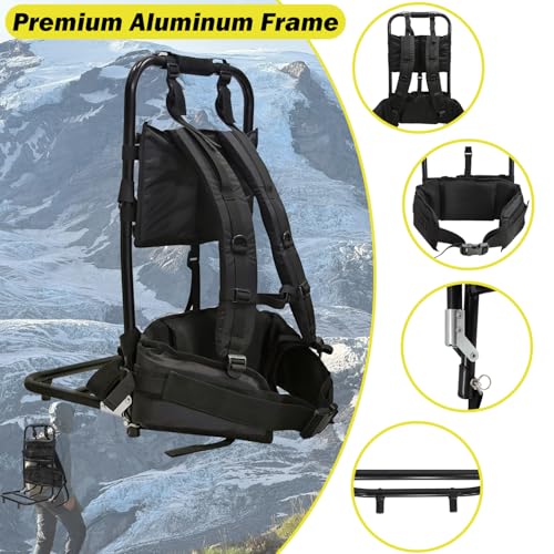 Foldable Aluminum Hunting Pack Frame, Lightweight External Frame Hiking Backpacks, Alice Pack, Hunting Backpack Frame for Travel, Outdoor, Black - color: Black
