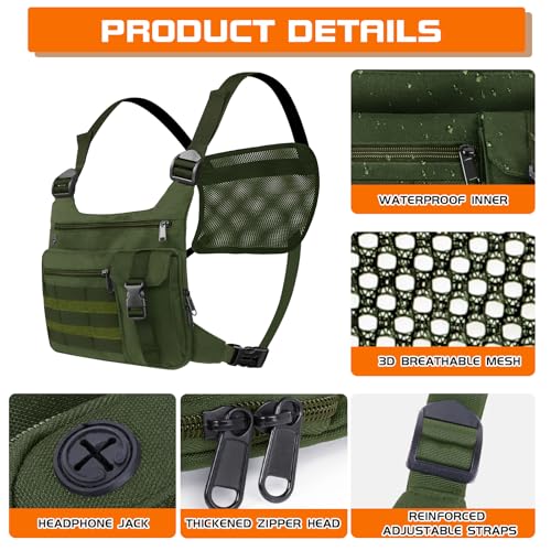 KINGSLONG Running Vest, Chest Bag for Men, Chest Pack, Hiking - color: A-Green
