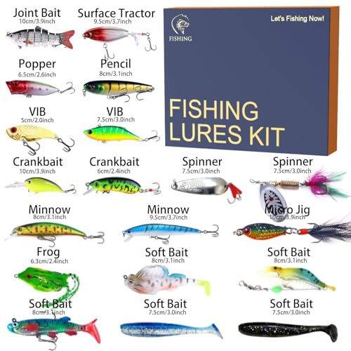 41 Pcs Fishing Lures Kit for Bass Trout & Pike | All-in-One Fishing Gear Gift Set | Premium Fishing Tackle Box for Beginners, Dad, Men (Freshwater & Saltwater) - style: Business Style