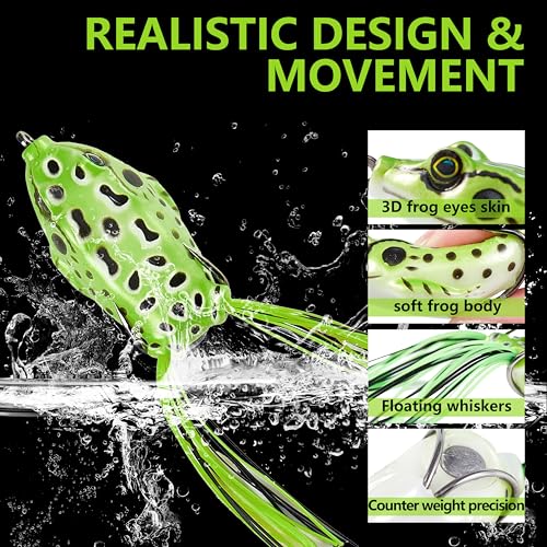 5PCS Frog Lure Kit - Topwater Fishing Lures for Pike, Snakehead & Freshwater Fish | Soft PVC Baits with Weedless Hooks - Perfect for Dense Vegetation | Ideal Lure Set for Anglers inSaltwater - color: 5pc, 1.97in/0.28oz, size: 1.97in/5cm