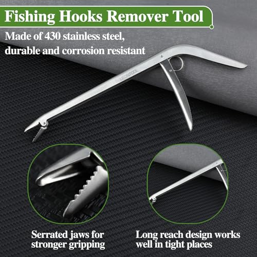 Stainless Steel Fish Hook Remover Tool Extractor with Odor Absorber Tool, 11 Inches Fishing Hook Removal Tool Hook Grabber Fish Dehooker Tool, Freshwater and Saltwater Hooker Tool for Fishing - style: Hook Remover With Odor Absorber Tool