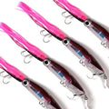 Wondersee Squid Fishing Bait Soft Hard Lures Kit Swimbait Crankbait Jig Simulation Weighted Holographic 4 PCS - color: red&black
