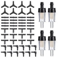Skrfren 40 Piece Aquarium Airline Tubing Connectors I T L Y, 4pcs Aquarium Air Pump Check Valve Anti Shedding Fish Tank Tube Adapters Splitter Accessories for 3/16 Inch Airline Tubing (Black)