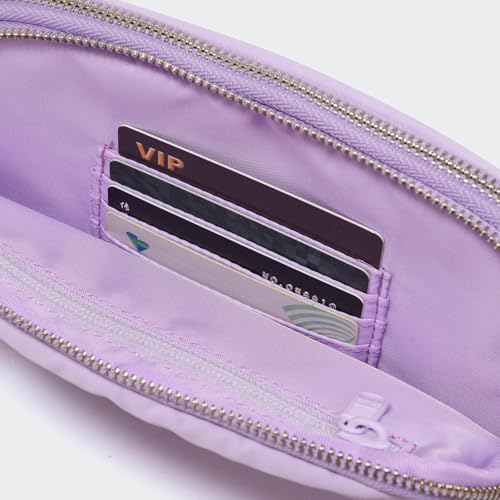 Pander Everywhere Belt Bag for Women, 5 Zipper Pockets Nylon Crossbody Fanny Pack Purse (Lilac Purple). - color: Lilac Purple
