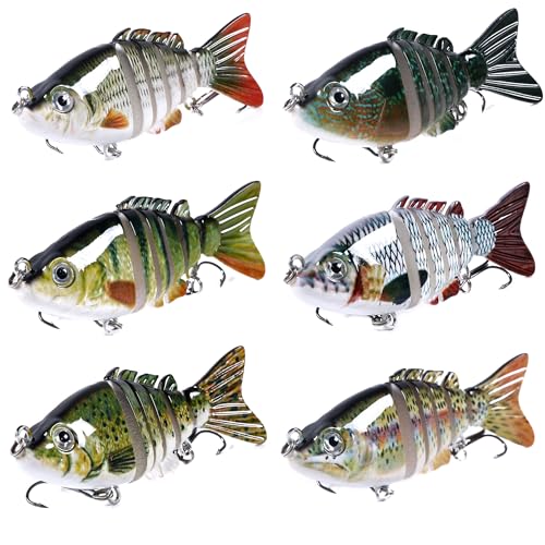 Topwater Swimbait Lures for Bass, Trout, Crappie, Pike, Walleye - Lifelike Action Freshwater Saltwater Artificial Fishing Bait with Storage Box