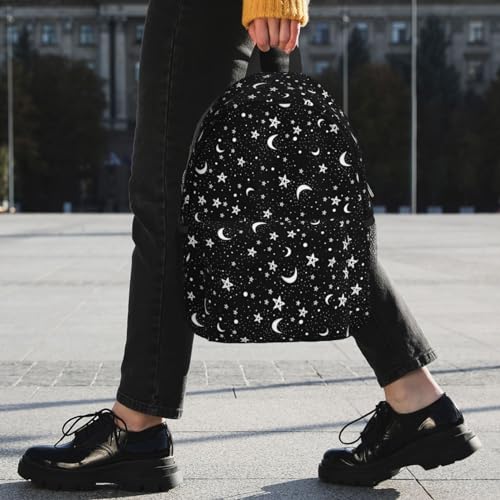 Black And White Moon Star Backpack For Teenage Girls And Boys Cute Kids Backpacks Children School Bag - color: Black and White Moon Star