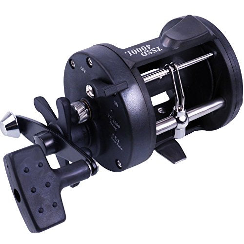 Sougayilang Conventional Reel – 27LB Max Drag,Saltwater Inshore Surf Trolling Reel for Catfish, Musky, Bass, Salmon/Steelhead, Striper – Heavy Duty Round Baitcasting Fishing Reel - color: black-right handle, size: 4000