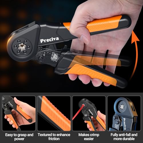 Preciva 1520PCS Ferrule Crimper Tool Kit - AWG 28-5 (0.08-16mm²) Hexagonal Ferrule Crimper, Self-Adjusting Ratchet Tool & Complete Ferrules Set, for Industrial, Automotive and Home Electrical Wiring