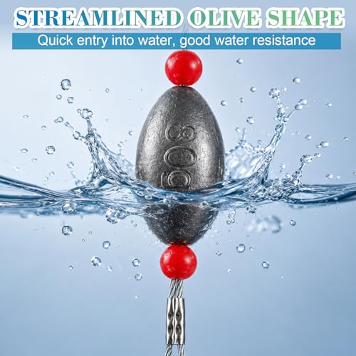 Fishing Egg Sinker with Soft Plastic Core Weight Rigs 5pcs Flounder Rig Saltwater,176.37lb Fishing Wire Leader with Egg Sinker Swivels Snap, Grouper Bottom Fishing Rigs - color: rig, size: 100g(3.5oz)-5pcs