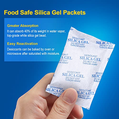 Absorbking Silica Gel Packets, 20 Gram 45 Packs Food Safe Moisture Absorbers, Desiccant Packs for Storage, Reusable Desiccant for Foods, Storage Bins, 3D Filaments, Electronics, Safes - size: 20g(45-pack)