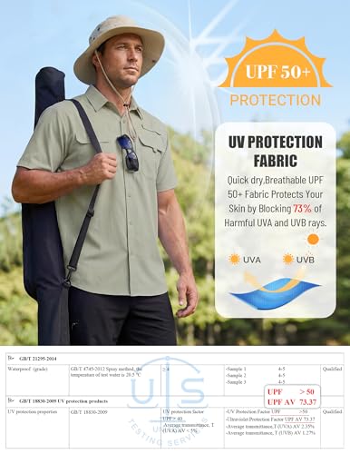WULFUL Men's Sun Protection Fishing Shirts UPF 50+ Lightweight Quick Dry Cooling Short Sleeve Shirts for Work Hiking Safari - color: Sage Green, size: Small