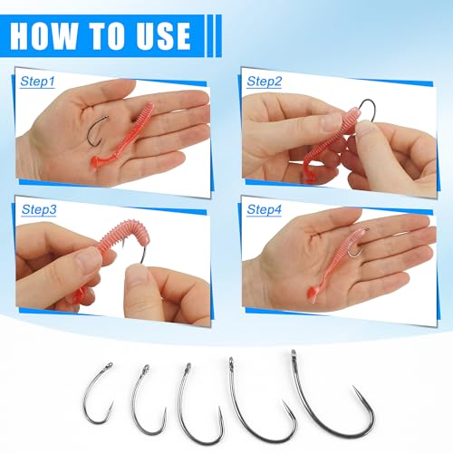 175pcs Barbless Fishing Hook Kits,Small Size Carp Fishing Hooks Curve Shank Crank and Wide Gape Fly Tying Hooks Circle Hook with Tackle Box Size 2#,4#,6#,8#,10#