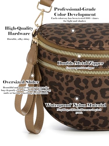 Pure Colour Crossbody Bag Bum Bag for Women,Spacious Purse Fanny Packs Belt Bag,Oversized Bum Bag (Brown Coffee Leopard Print Bum Bag) - color: Brown Coffee Leopard Print Bum Bag